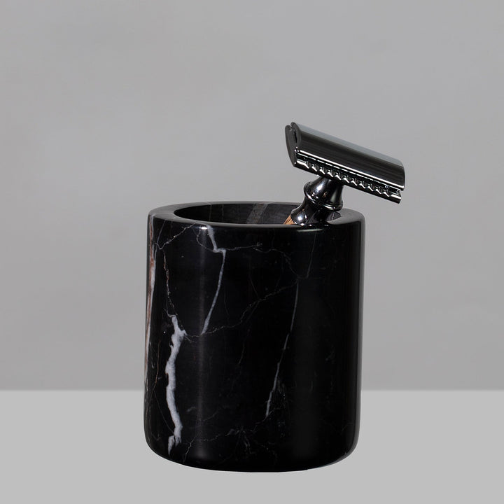 Handcrafted Black Marquina Marble Bath Accessories - Unique and Chic Bathroom Supplies for Elegant Decor