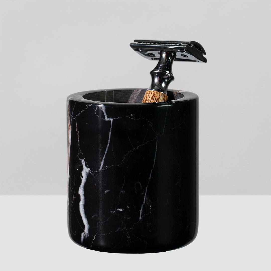 Handcrafted Black Marquina Marble Bath Accessories - Unique and Chic Bathroom Supplies for Elegant Decor