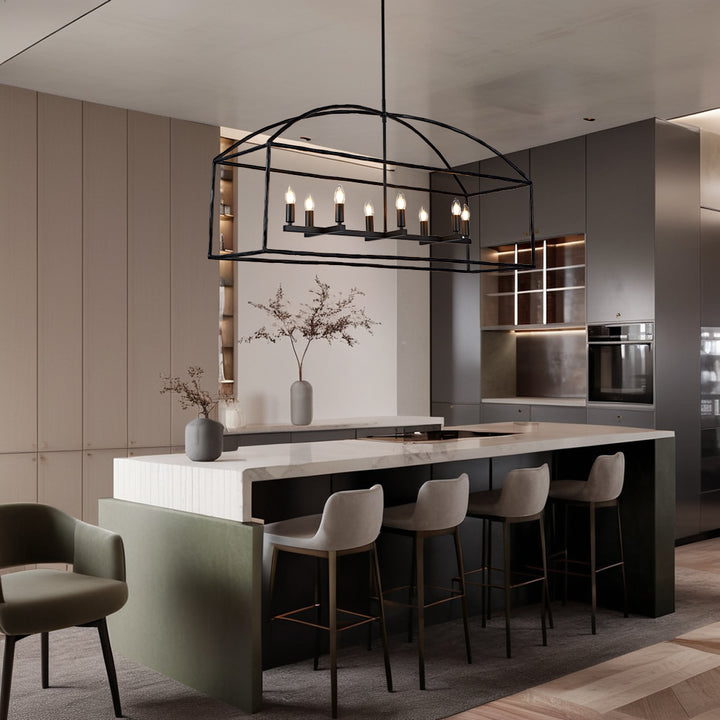 ForgeCurve Dining Chandelier - Modern Hand-Forged Chandelier with Organic Curves Suitable for Dining Room And Living Room