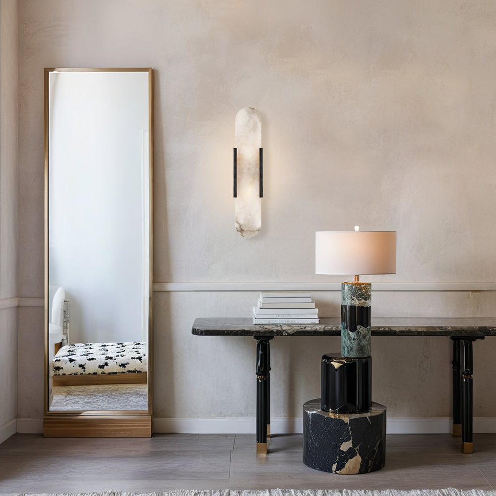 Alabaster Elegance Backplate Sconce - Elegant Alabaster Design with Stunning Finishes - Perfect for Bathroom Sconce