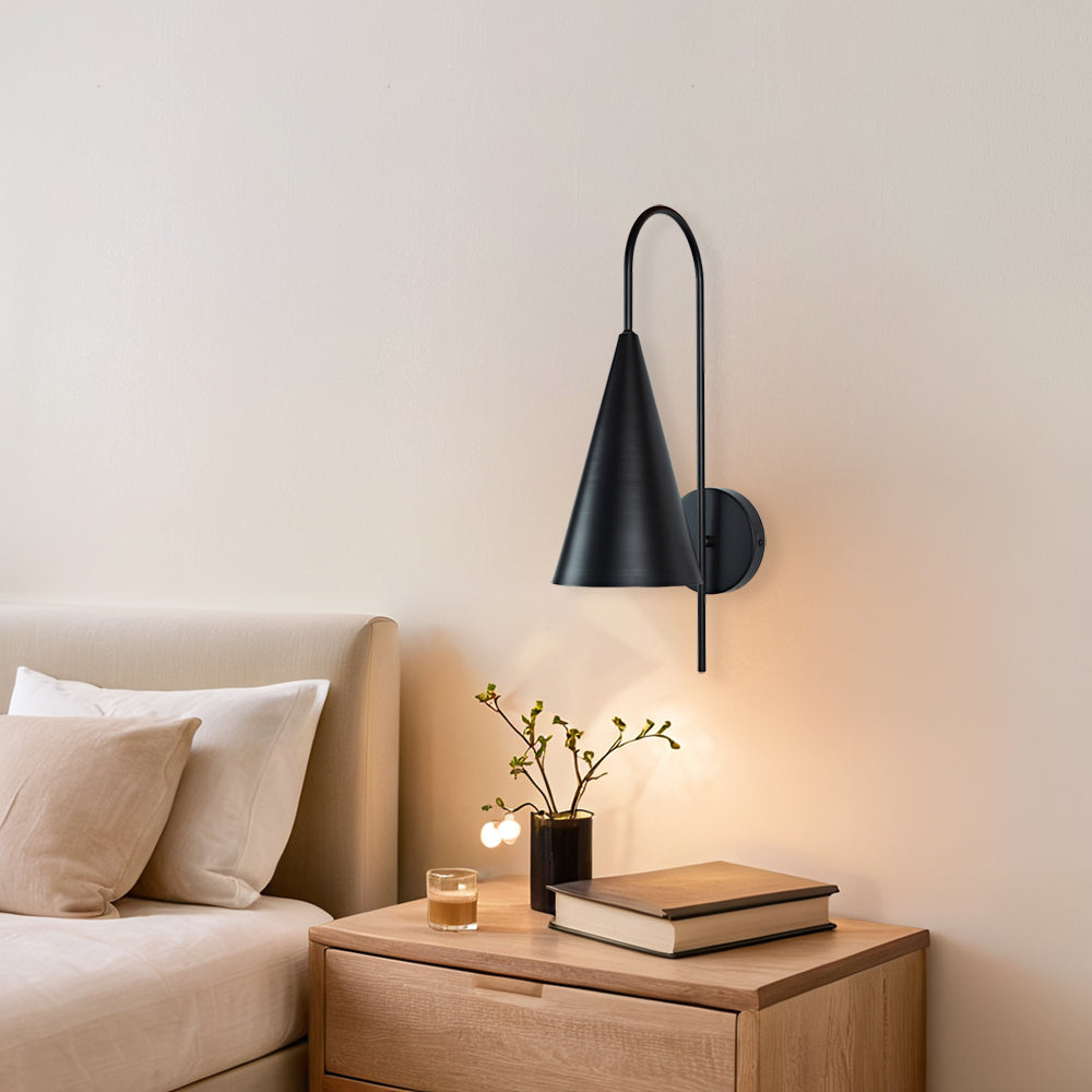 Glowing Conical Sconce - Modern Style with Solid Brass and Conical Shade, Featuring a Sleek Arched Pole - Perfect for Exterior Wall Lights and Outdoor Wall Lights, Ideal for Candle Wall Sconces