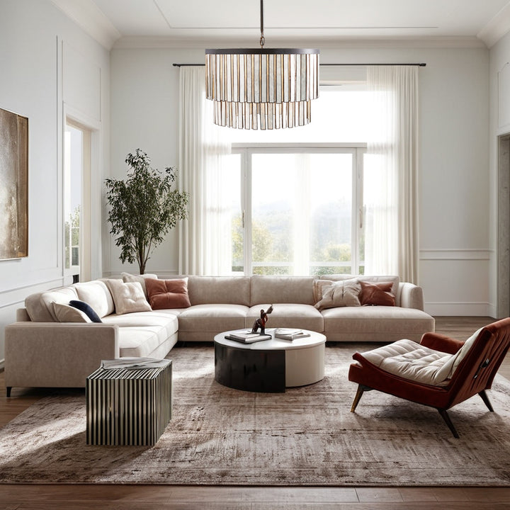 Coastal Astrid Capiz Round Chandelier perfect for a formal dining room, inspired bedroom or casual breakfast nook