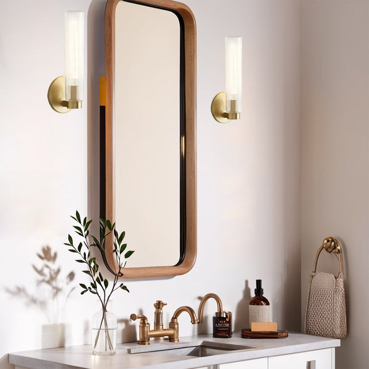 Radiant Fluted Glow Sconce - Elegant Bathroom Wall Lights with Fluted Glass Shade, Suitable for Your Makeup Lighting Mirror in the Bathroom