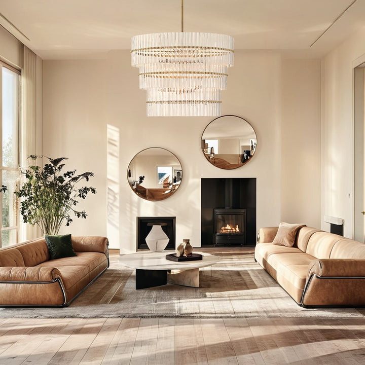 Tri-Tier Crystal Luxe Pendant with Polished Finish，Adjustable height，pendant lights for dining room