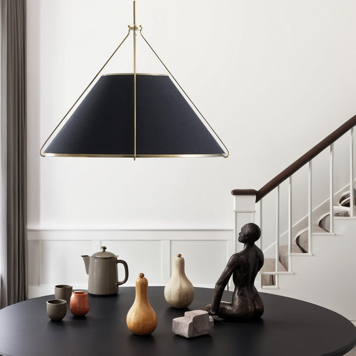 Linen Glow Brass Pendant Light - Modern Design with Burnished Brass Finish and Natural Linen Shade for Soft Lighting - Perfect for Living Room, Kitchen