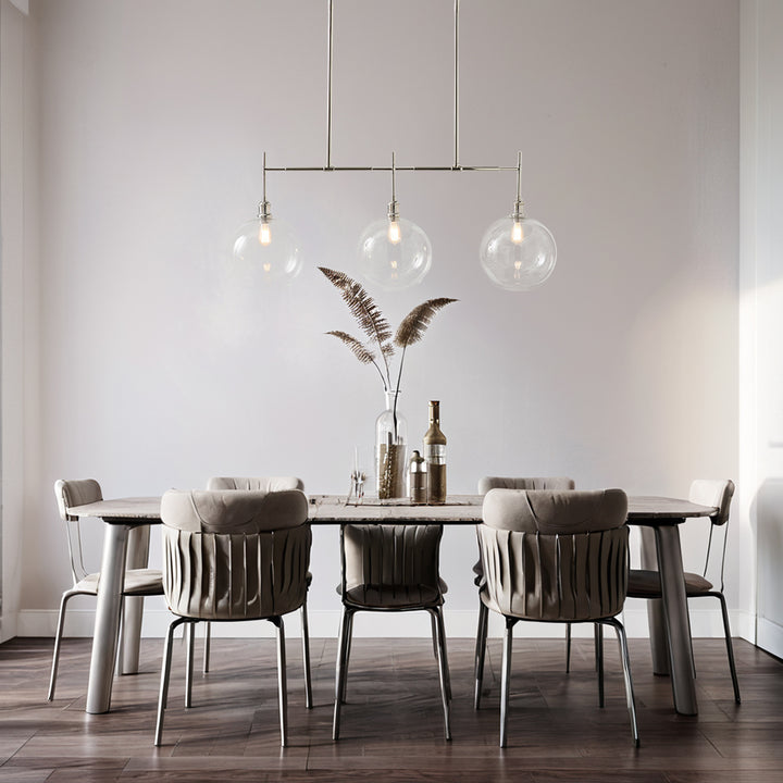 Modern Glam Linear Globe Chandelier - Stylish Two-Toned Light Fixture for Dining Room