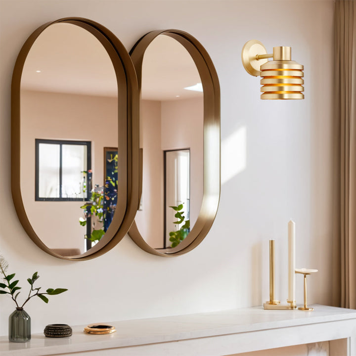 Illuminate Brass Louver Sconce - Adjustable Dimmable Wall Light Fixture-Perfect for the Living Room and Outdoors