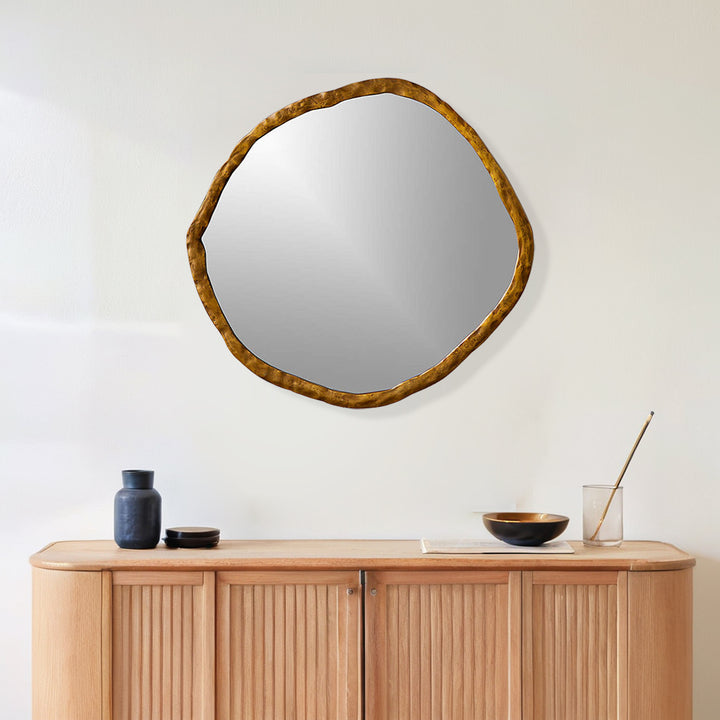 Artisan's Oversized Round Mirror with Rough-Hewn Black Aluminum Frame-Oversized round mirror