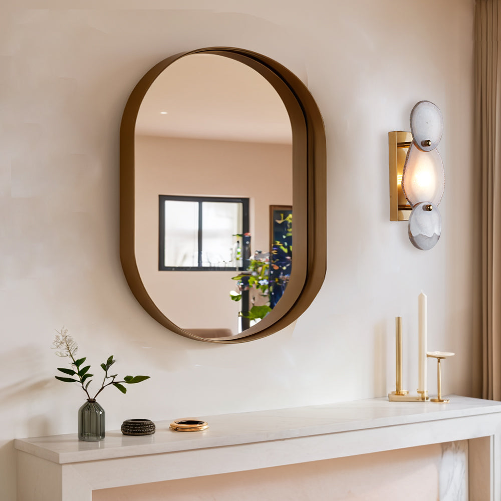 Agate Glow Artistry Sconce: Natural Agate Stone with Organic Glow and Brass Accents for Living Room, Bedroom, or Kitchen Wall Lighting