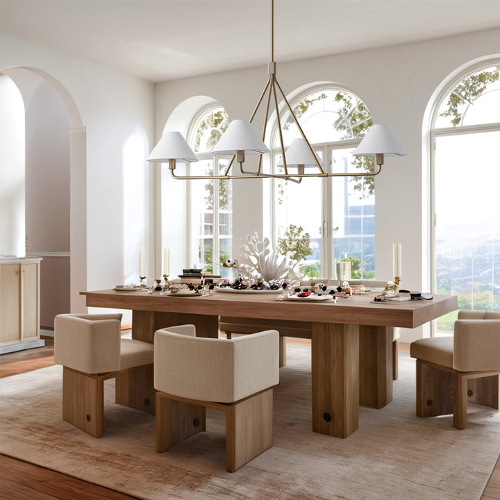 Architectural Tapered Shades Chandelier: Angular, Contract Grade Design with Sophisticated Tapered Shades for Dining Room, Living Room, and Bedroom Lighting