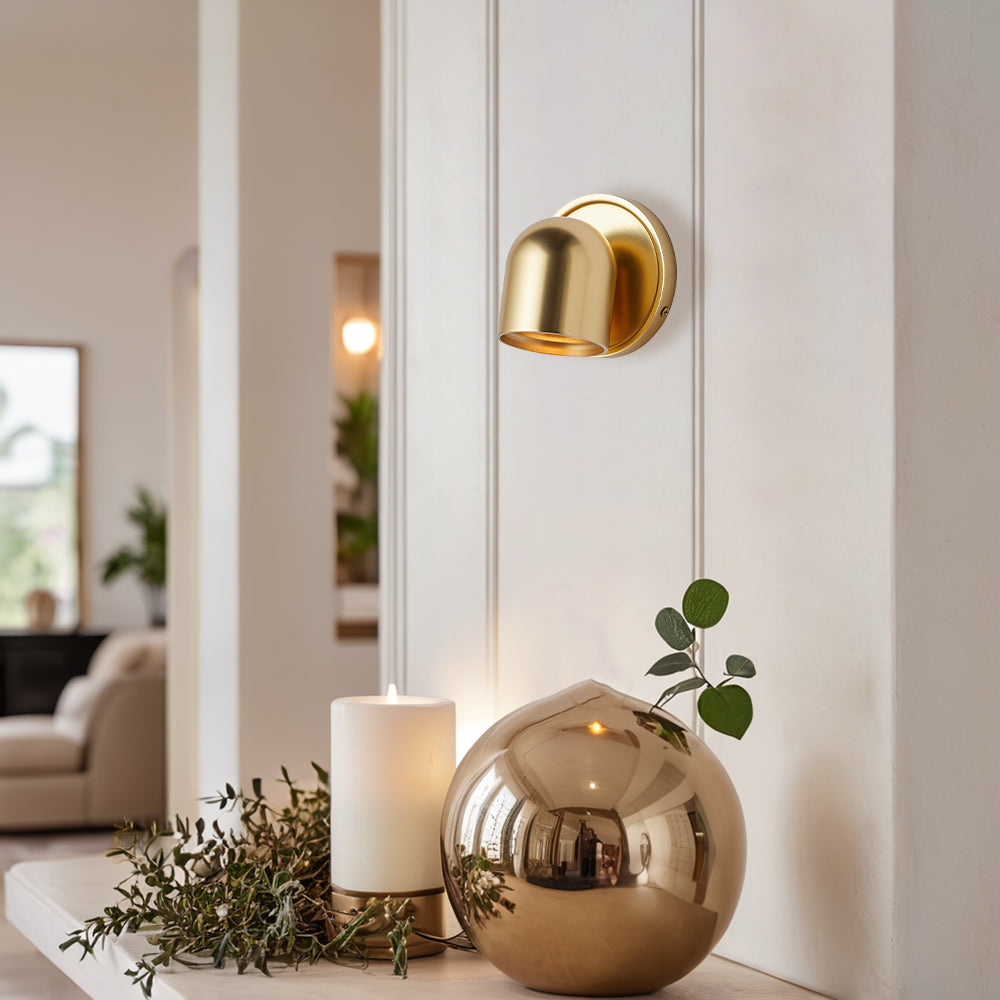 Minimalist Design Metal Dome LED Indoor Sconce - Modern Swedish Design with Brass Construction