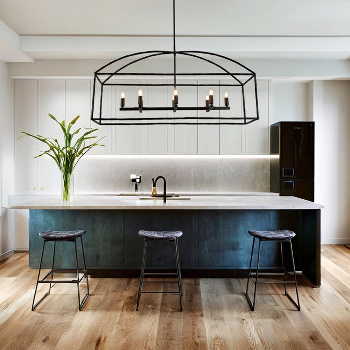 ForgeCurve Dining Chandelier - Modern Hand-Forged Chandelier with Organic Curves Suitable for Dining Room And Living Room