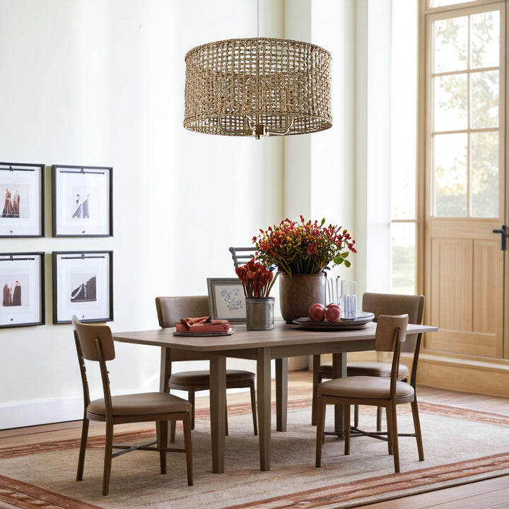 Natural Fiber Woven Pendant Light, Vintage Round Ceiling Light Fixture, Elegant Relax Ceiling Hanging Light Fixture, Contemporary Ceiling Light for Living Room, Dining Room, Bedroom