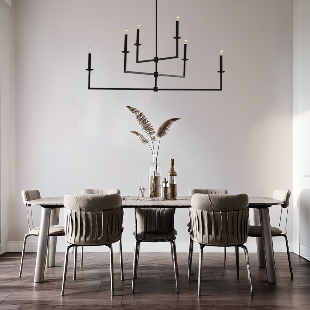 Dimmable Bronze Glow Chandelier - Candelabra-Inspired with Forged Iron and Dimmable Lights - Traditional Design Perfect as a Living Room Chandelier or Modern Hanging Light Fixture