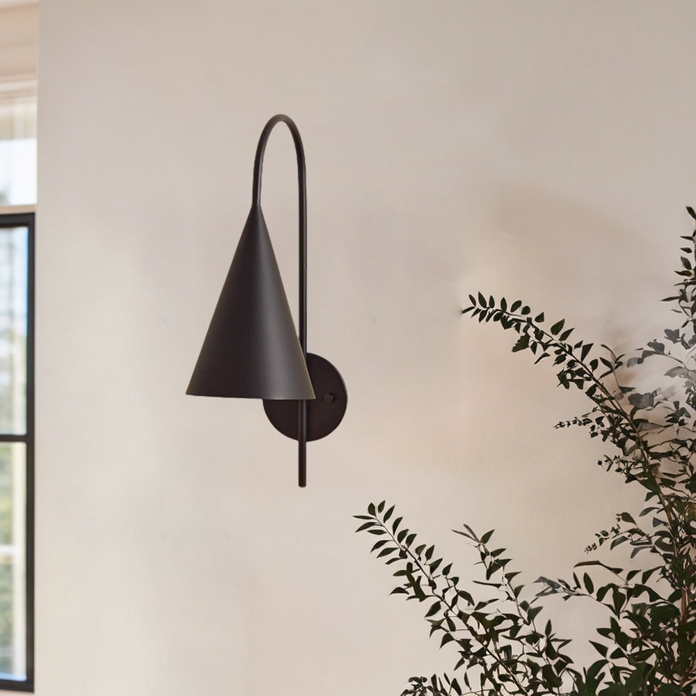 Glowing Conical Sconce - Modern Style with Solid Brass and Conical Shade, Featuring a Sleek Arched Pole - Perfect for Exterior Wall Lights and Outdoor Wall Lights, Ideal for Candle Wall Sconces