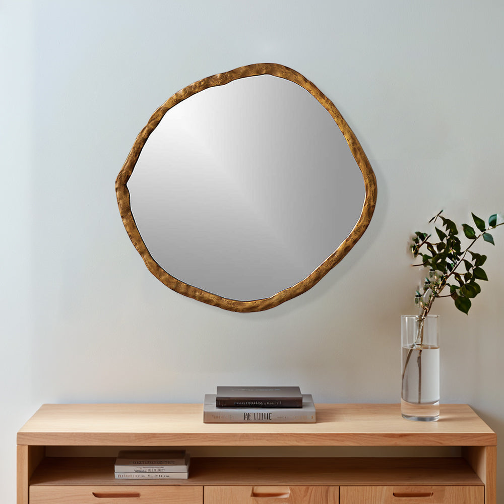 Artisan's Oversized Round Mirror with Rough-Hewn Black Aluminum Frame-Oversized round mirror