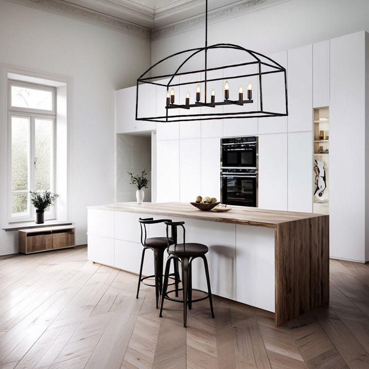ForgeCurve Dining Chandelier - Modern Hand-Forged Chandelier with Organic Curves Suitable for Dining Room And Living Room
