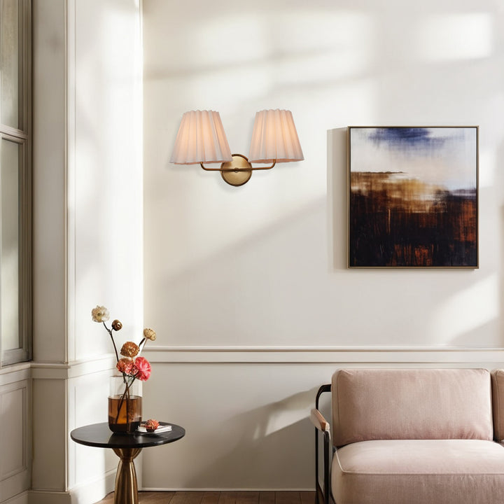 Modern Brass Double Sconce for Transitional Decor - Hardwired Lighting for Bedrooms, Living Rooms, and Hallways