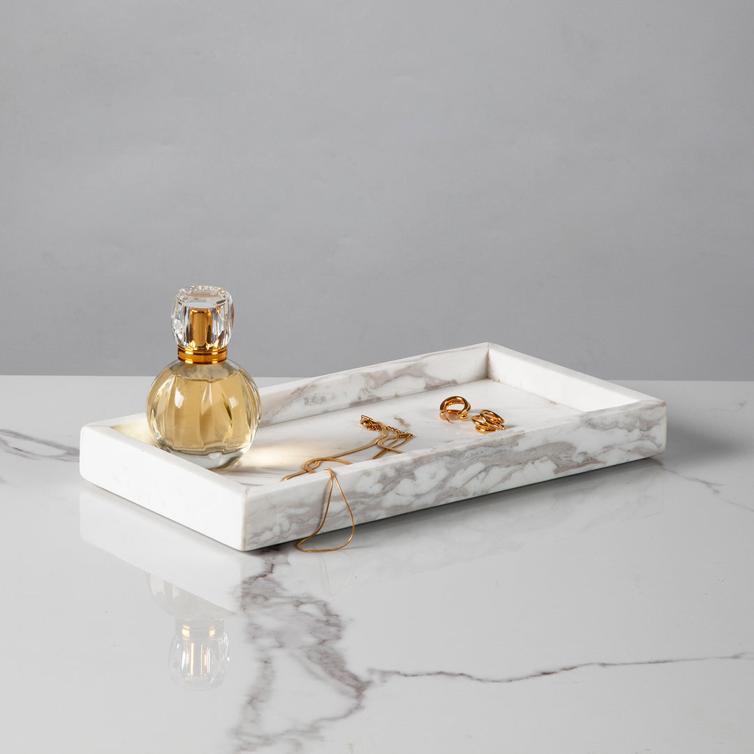 Polished Arabascato Marble Bath Accessories with Stainless Steel Pump - Elegant Decor for Marble Bathrooms, Featuring Unique Veining