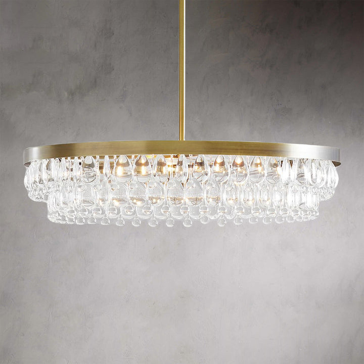 Dazzling Crystal Elegance Chandelier - Sleek Design with Crystal Droplets for Living Room, Dining Room, and Bedroom Lighting