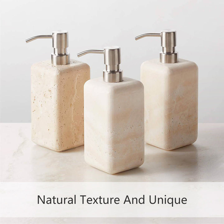 Nature's Touch Travertine Bath Accessories with Organic Edge and Unique Variations for Rustic Bathroom Decor