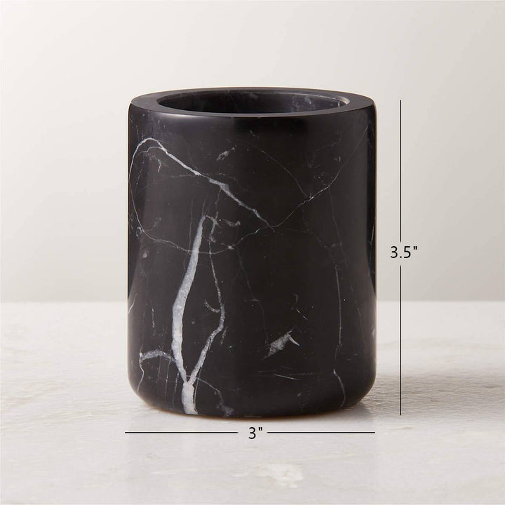 Handcrafted Black Marquina Marble Bath Accessories - Unique and Chic Bathroom Supplies for Elegant Decor