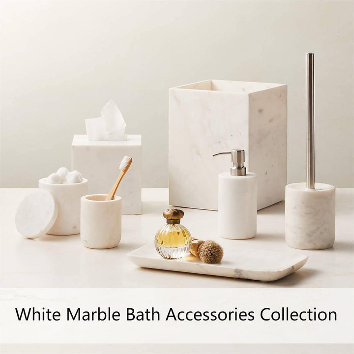 NeatEssence Marble Bath Accessories with Unique Design and Honed Smooth Finish for Elegant Bathroom Decor