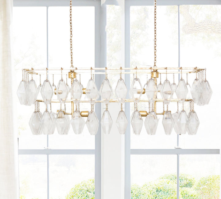 Elegant Cascade Hand-Finished Crystal Dining Room Chandelier - Exquisite Adjustable Light Fixture, Suitable for Living Room and Dining Room