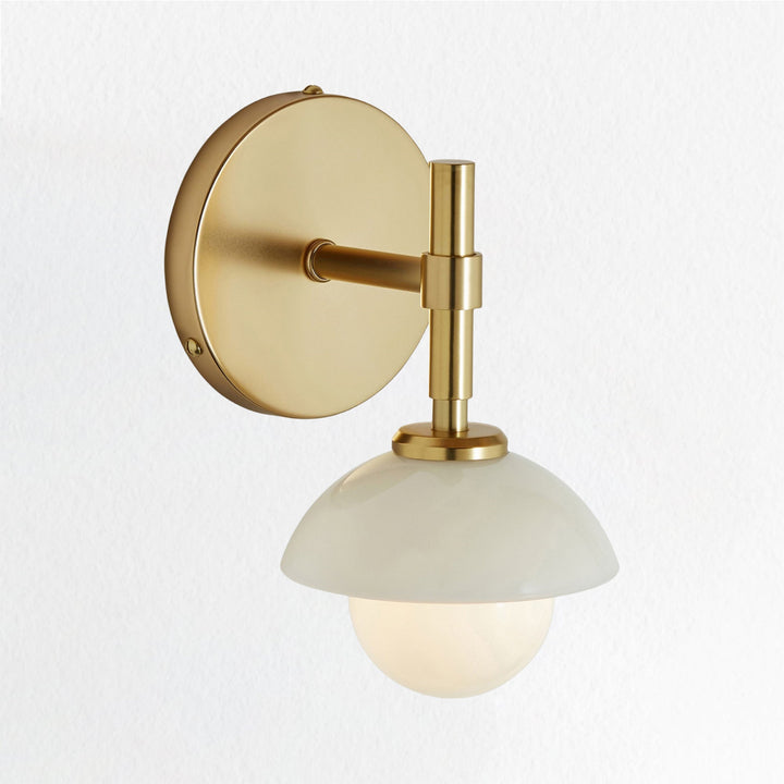 Alabaster Glow Hand-Carved Bathroom Sconce - Elegant Brass Light Fixture with Opal and Alabaster Shades, Suitable for Bathroom and Living Room