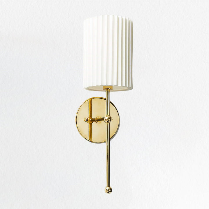 French Elegance Brass Pleated Sconce - Classic French Design with Pleated Linen Shade and Solid Brass Construction - Perfect for Wall Lights for Bedroom