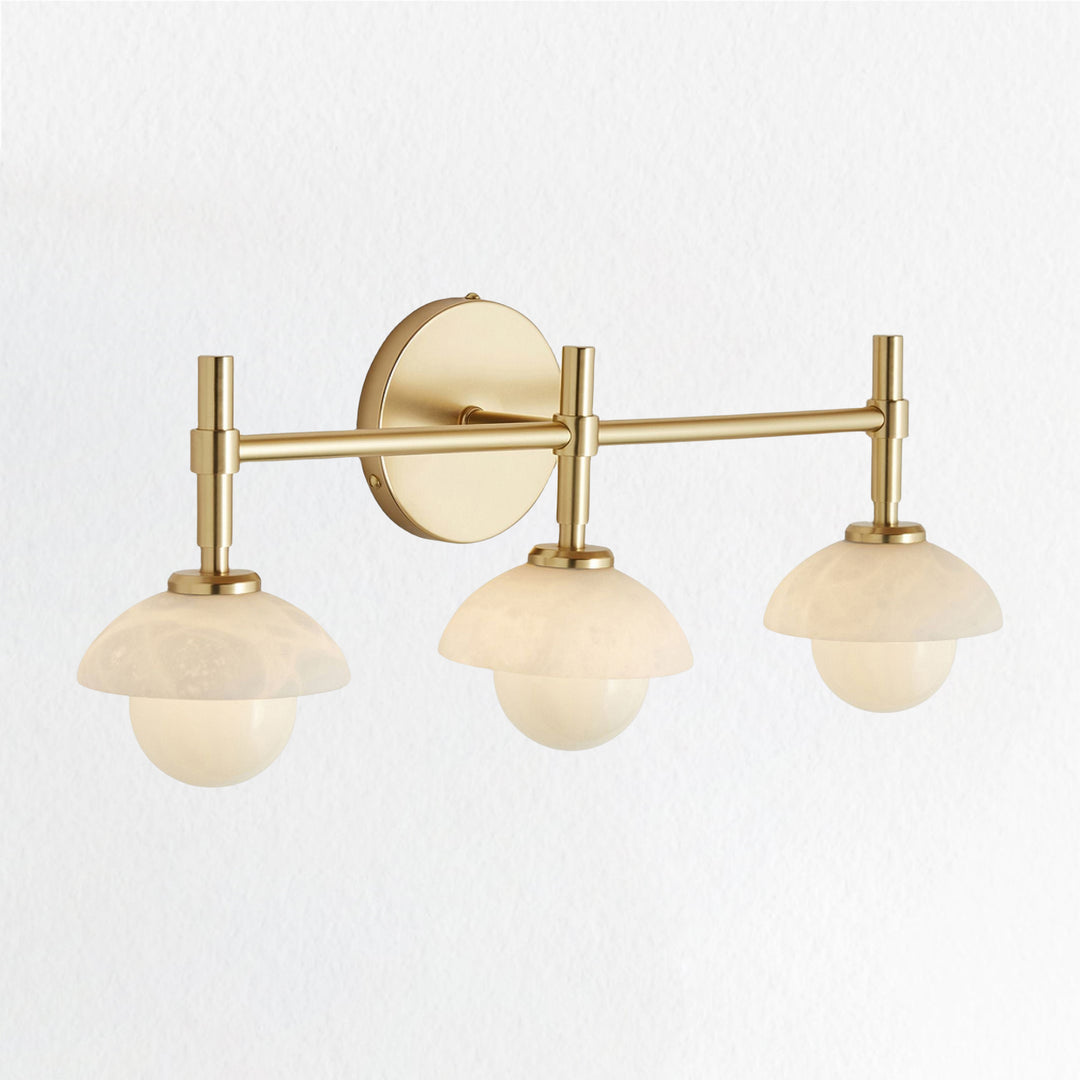 Opulent Glow Hand-Carved Alabaster Bathroom Sconce with Opal Shades - Elegant Light Fixture