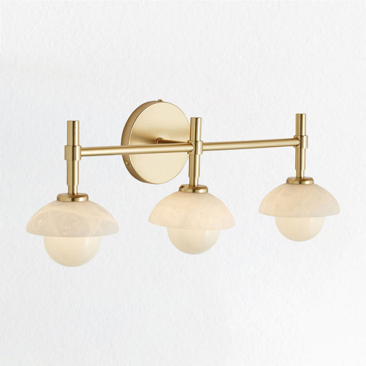 Opulent Glow Hand-Carved Alabaster Bathroom Sconce with Opal Shades - Elegant Light Fixture