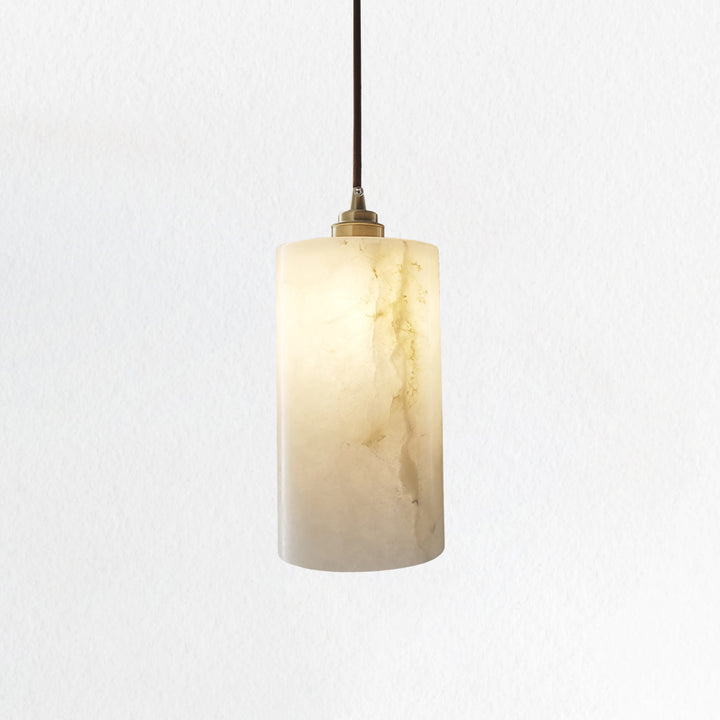 Alabaster Cylindrical Pendant Light - Luxurious Marble Shade and Modern Lighting Fixture for Elegant Home Decor and Versatile Hanging Light