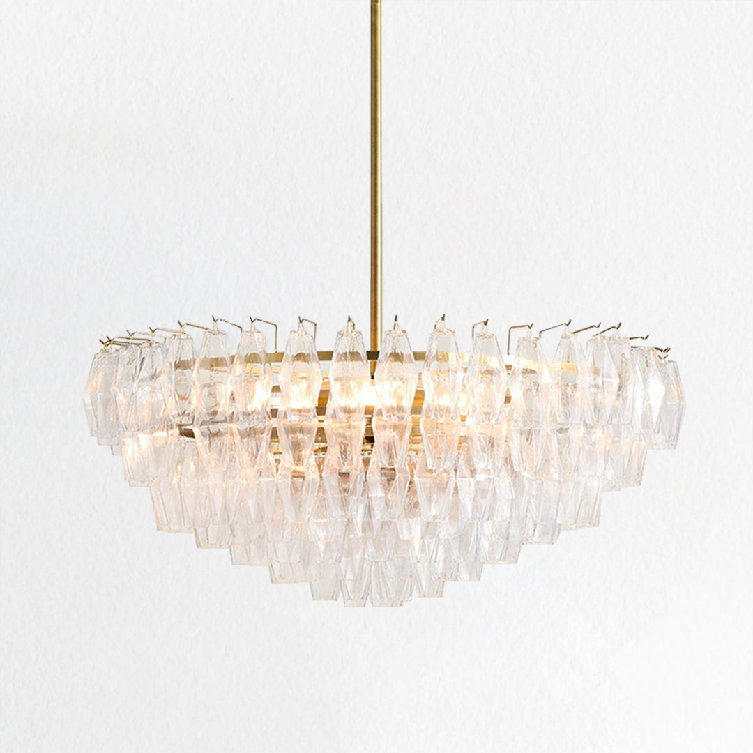 Crystal Elegance Chandelier with Fluted Accents ,Solid crystal design ,dining area light fixtures