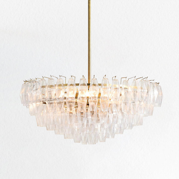 Crystal Elegance Chandelier with Fluted Accents ,Solid crystal design ,dining area light fixtures