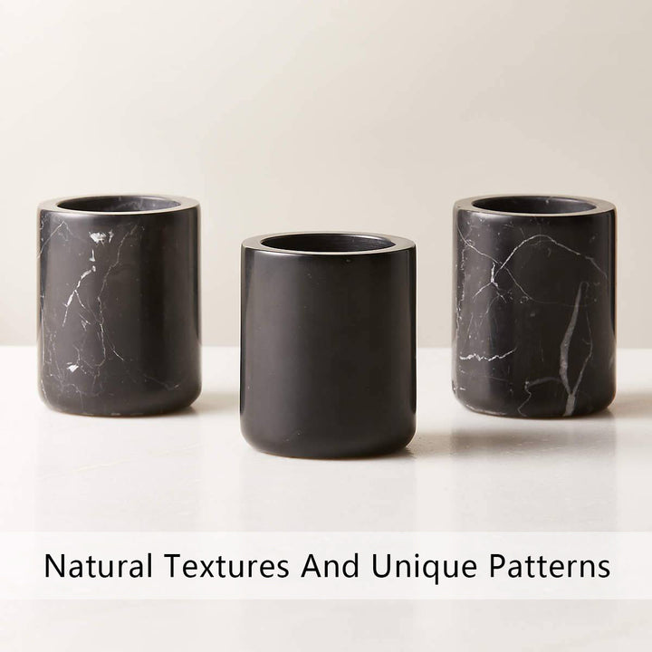 Handcrafted Black Marquina Marble Bath Accessories - Unique and Chic Bathroom Supplies for Elegant Decor