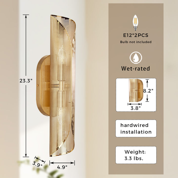 Curl Perforated Sconce 2-Light - Modern Light Fixture for kitchen, Bedroom Wall Sconces