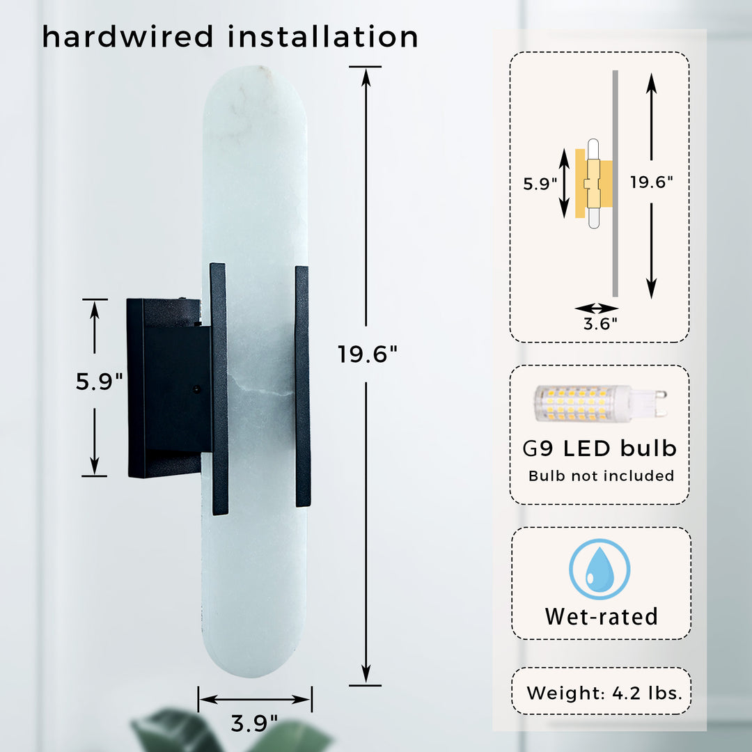 Alabaster Elegance Backplate Sconce - Elegant Alabaster Design with Stunning Finishes - Perfect for Bathroom Sconce