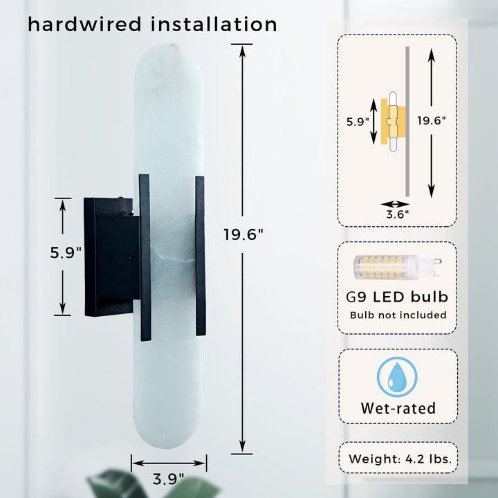 Alabaster Elegance Backplate Sconce - Elegant Alabaster Design with Stunning Finishes - Perfect for Bathroom Sconce
