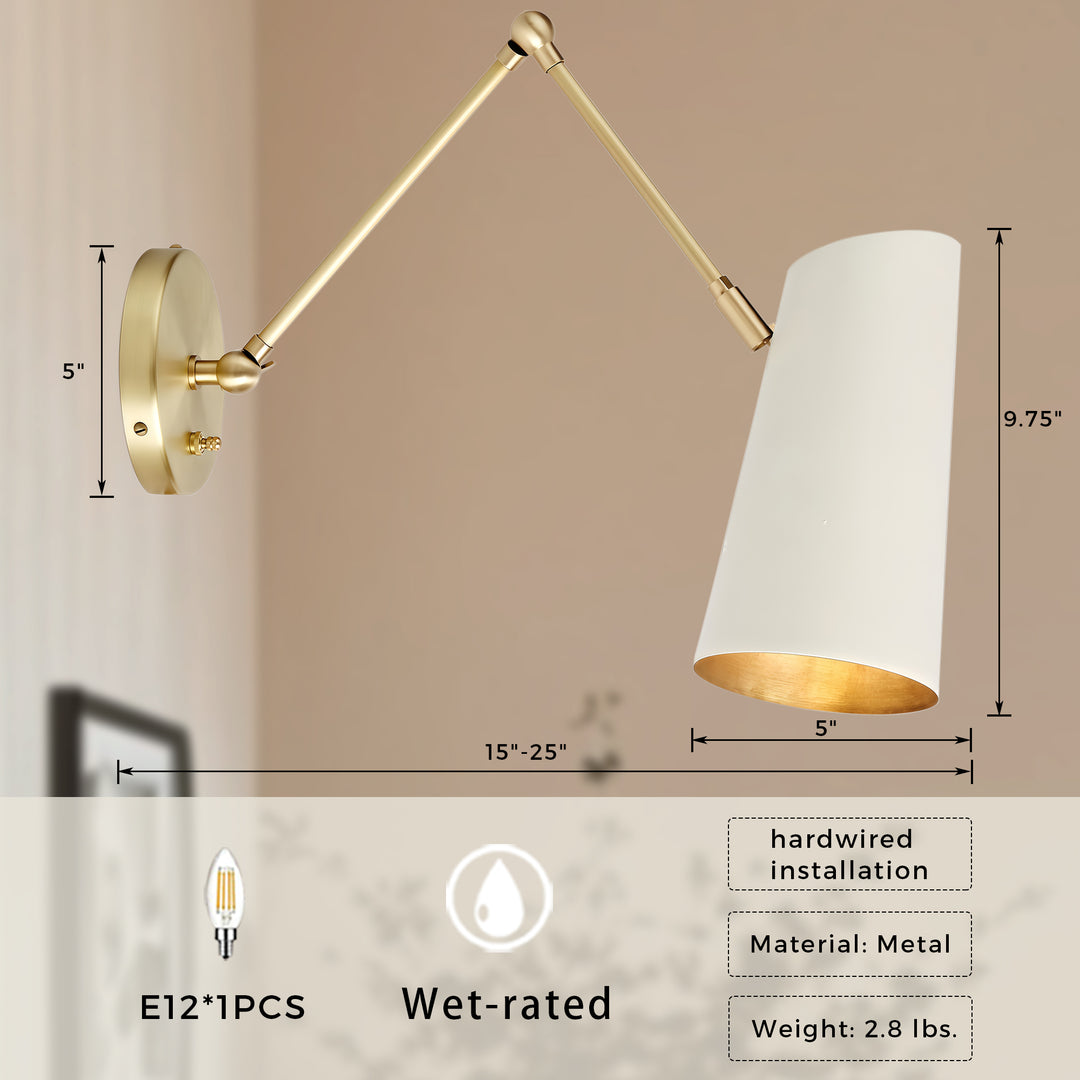 Elegant Articulating Mid-Century Modern Metal Sconce - Stylish and Functional Wall Lights for Living Room