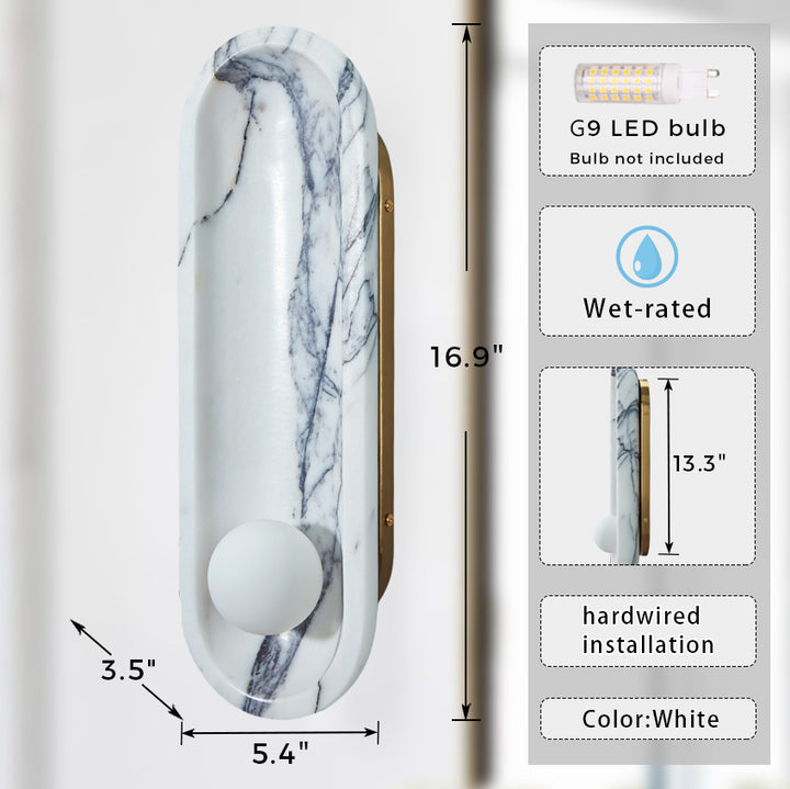 Roxane White Marble Wall Sconce - Elegant Roxane sconce Design with Stunning Finishes - Perfect for Bathroom Sconce and Kitchen Sconce