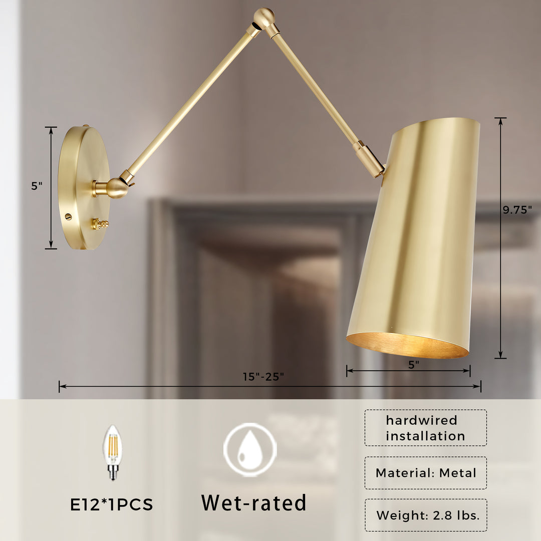 Elegant Articulating Mid-Century Modern Metal Sconce - Stylish and Functional Wall Lights for Living Room