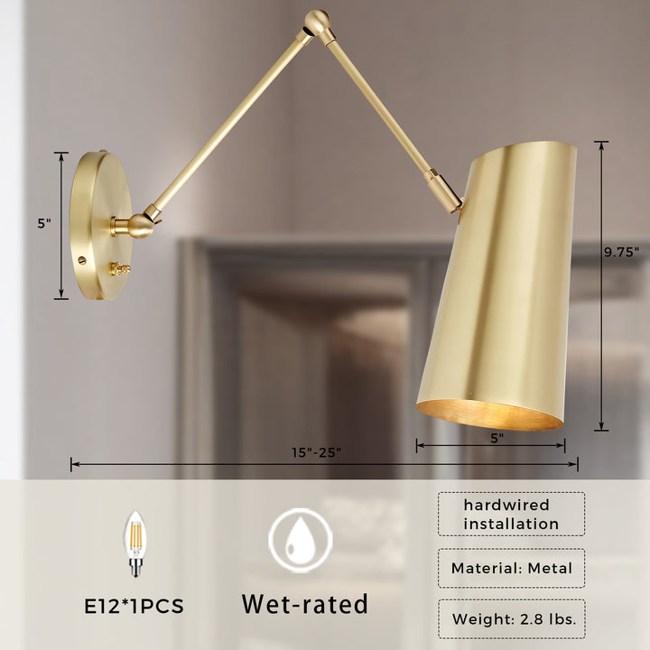 Elegant Articulating Mid-Century Modern Metal Sconce - Stylish and Functional Wall Lights for Living Room