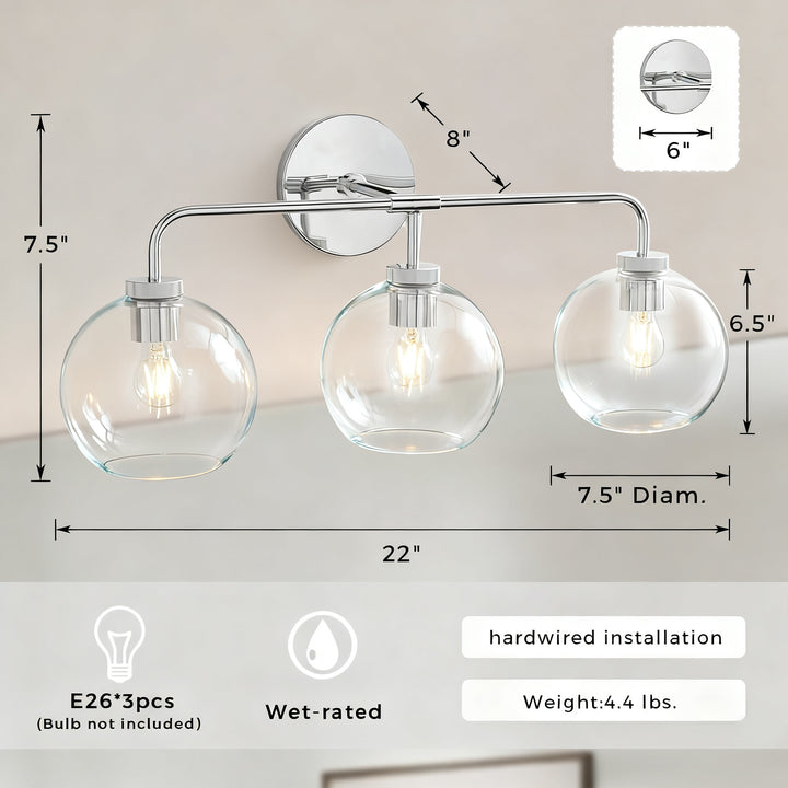 Blown Glass Steel Frame Triple Sconce Collection - Stylish Glass Sconce Options, Bathroom Sconces