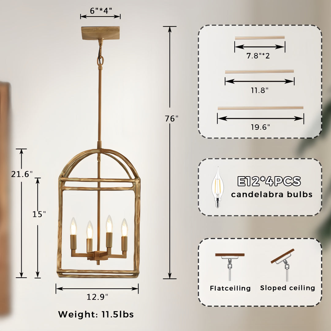Modern Industrial Forged-Iron Pendant Light - Adjustable Height Hanging Light Fixtures, Suitable for Dining Room And Living Room