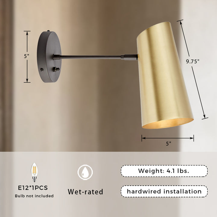Metal Medium Streamline Glow Sconce - Articulating Brass Wall Lights for Living Room