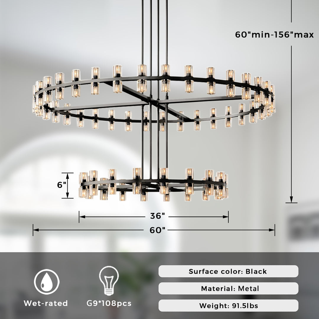 Theresa Crystal Modern Chandelier - Maria Theresa Design with Clear Crystal and Precision Cut K9 Crystal - Stylish Hanging Light Fixture Perfect for Your Living Room
