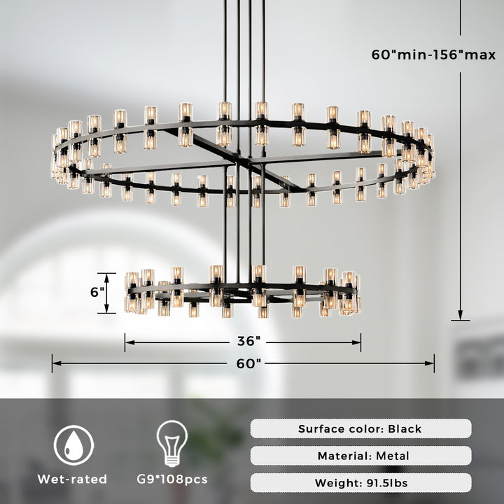 Theresa Crystal Modern Chandelier - Maria Theresa Design with Clear Crystal and Precision Cut K9 Crystal - Stylish Hanging Light Fixture Perfect for Your Living Room