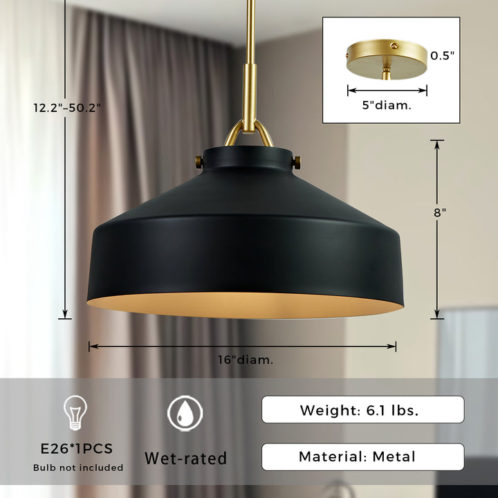VersaGlow Premium Metal Pendant Light -16*- Elegant Multi-Functional Design with Premium Material for Dining Room