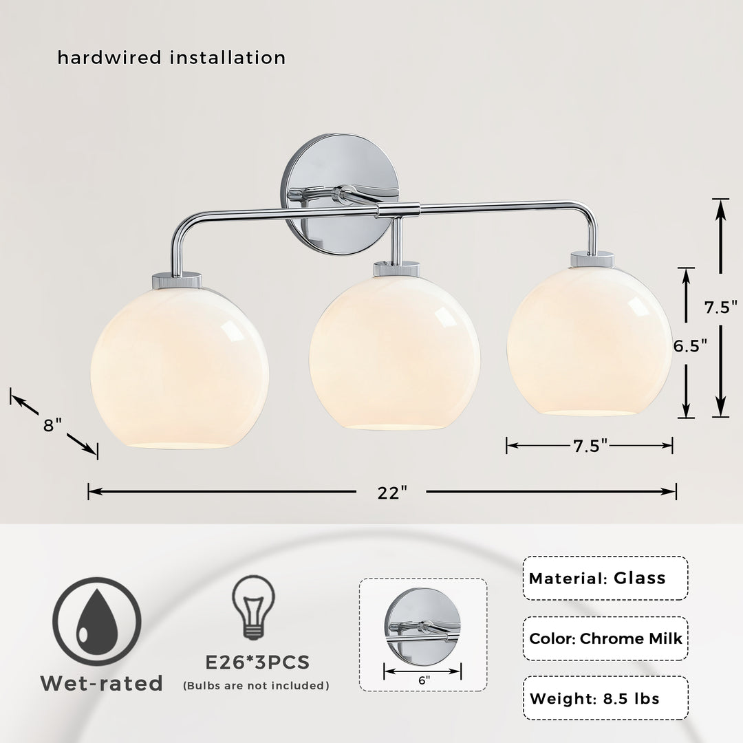 Blown Glass Steel Frame Triple Sconce Collection - Stylish Glass Sconce Options, Bathroom Sconces